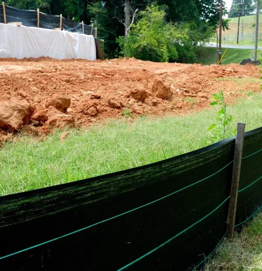 Erosion control materials on construction site